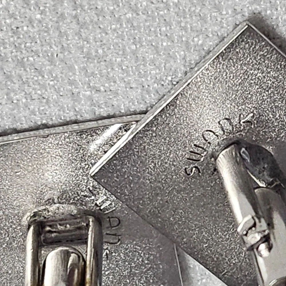 SWANK Art Deco‎ Geometric Square Cufflinks Silver Black Toggle Back Dapper Mens